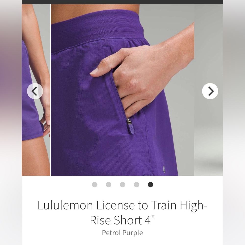 Lululemon License to Train High-Rise Short 4", Petrol Purple - Sz 4